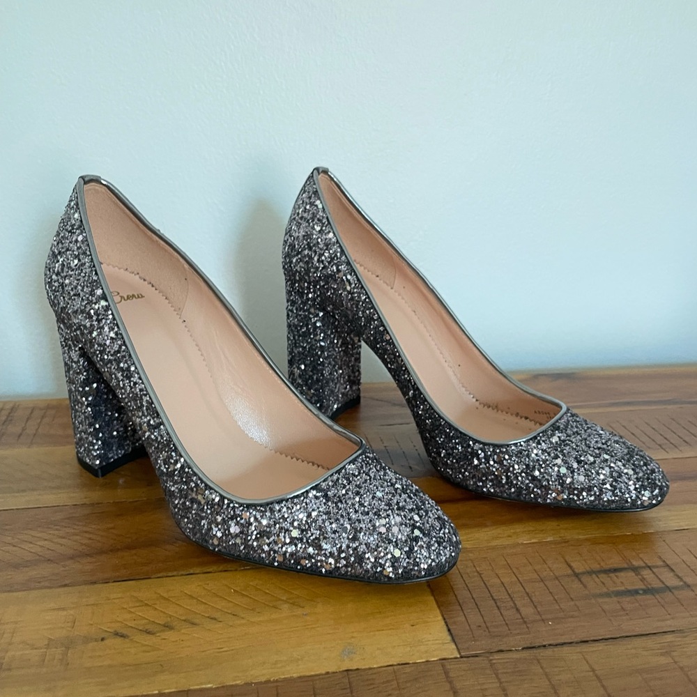 NWOT J.Crew Glitter Block Pumps